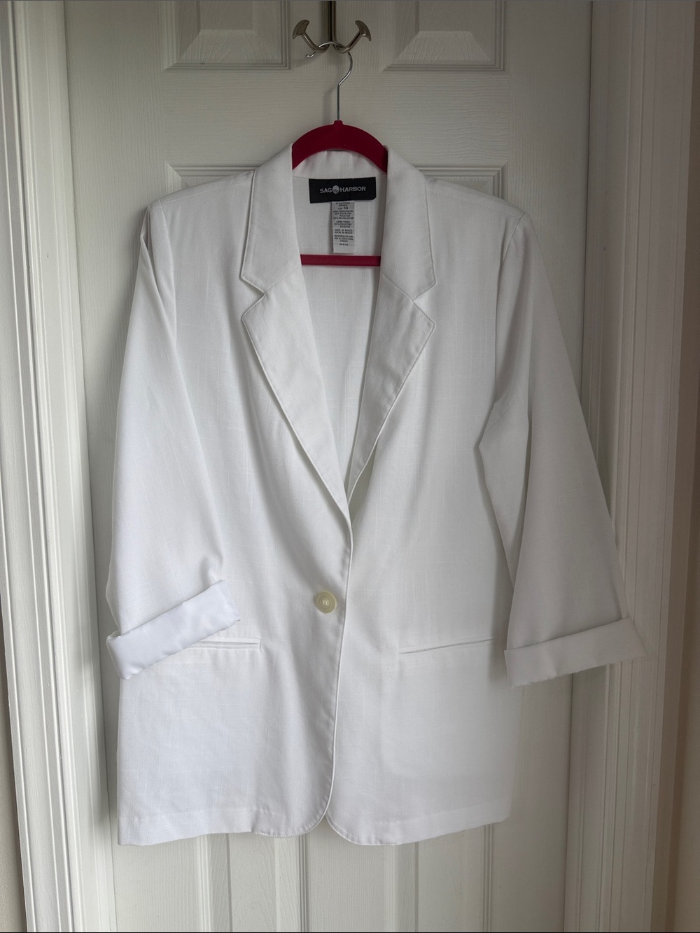 Sag Harbor White Single-Button Relaxed Blazer